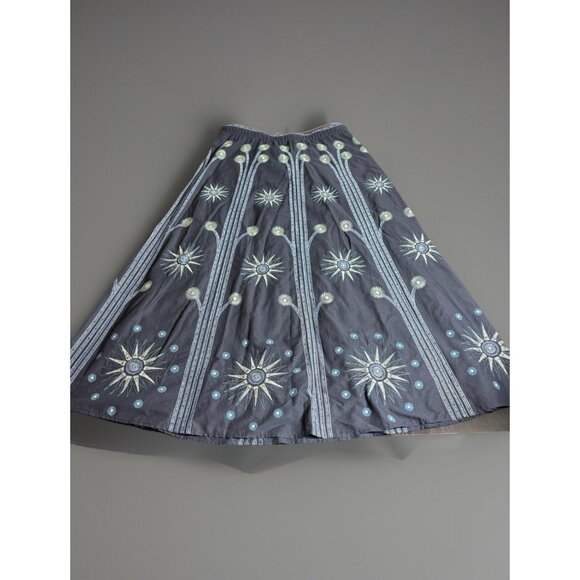 EMPORIO SIRENUSE Womens Size 46/US 10 Camille Navy Blue Embroidered Maxi Skirt - Picture 6 of 9